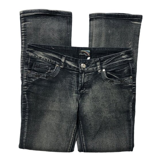 Arco Iris Jeans Womens Size 9 Embellished Pockets Black Denim Pants - Picture 7 of 9